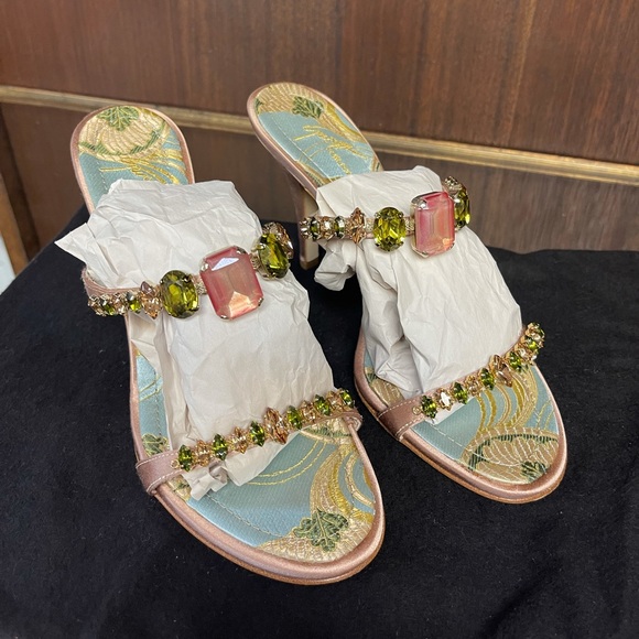 Giuseppe Zanotti jeweled bling gemstone satin heel - Picture 3 of 12